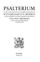 Copertina  Psalterium cum canticis Novi & Veteris Testamenti iuxta Regulam S.P.N. Benedicti & alia schemata liturgiae horarum monasticae cum cantu gregoriano