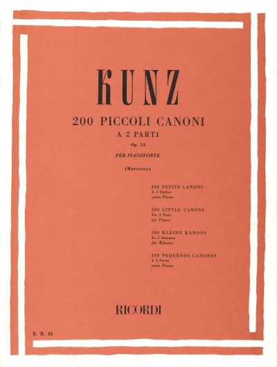 Copertina  200 piccoli canoni a 2 parti : op. 14 : per pianoforte