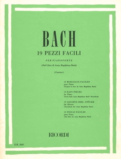 Copertina  19 pezzi facili : per pianoforte : dal libro di Anna Magdalena Bach
