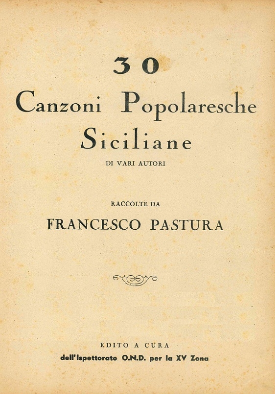 Copertina  30 canzoni popolaresche siciliane di vari autori