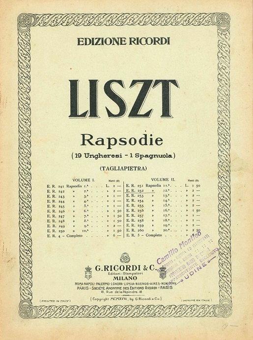 Copertina  Rhapsodies (19 hongroises - 1 espagnole) pour piano