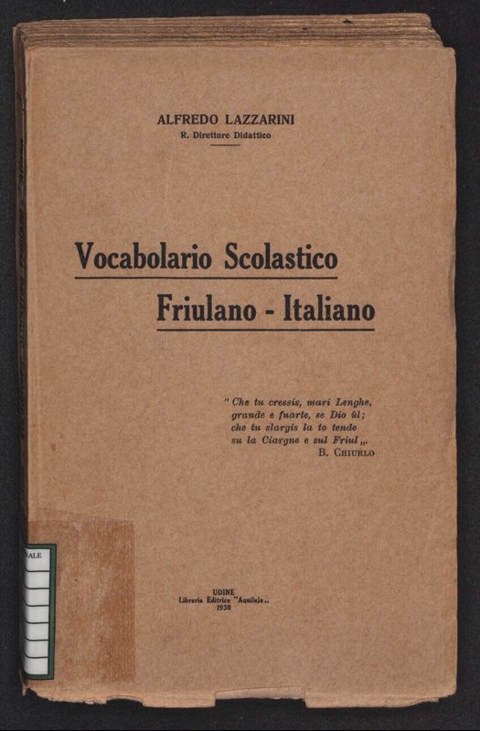 Copertina  Vocabolario scolastico friulano italiano