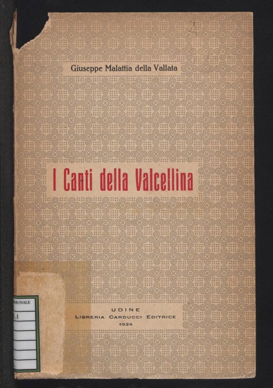 Copertina  I canti della Valcellina
