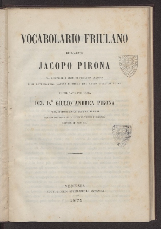 Copertina  Vocabolario friulano