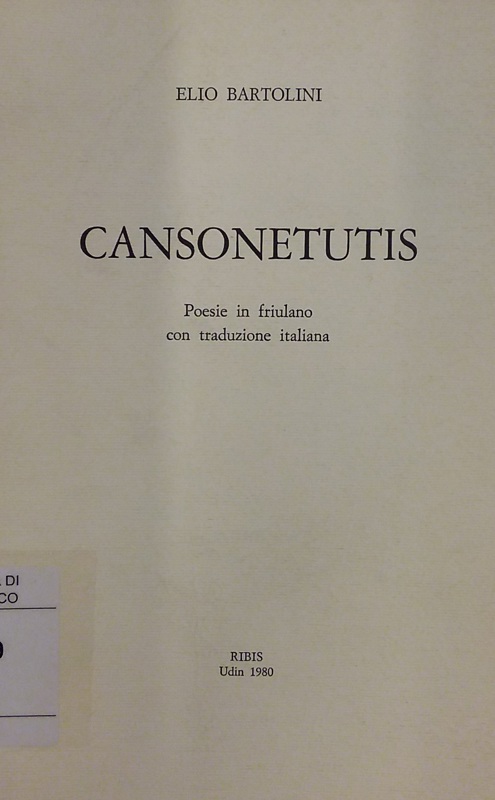 Copertina  Cansonetutis : poesie in friulano con traduzione italiana