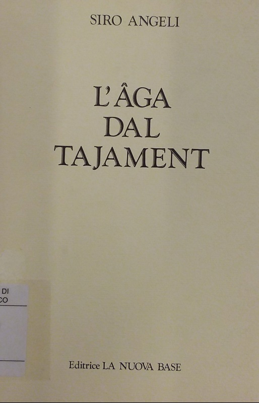 Copertina  L'âga dal Tajament