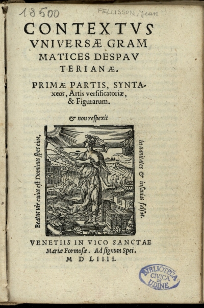 Copertina  Contextus vniuersae grammatices Despauterianae. Primae partis, syntaxeos, artis versificatoriae, & figurarum