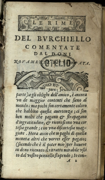 Copertina  Le rime del Burchiello comentate dal Doni